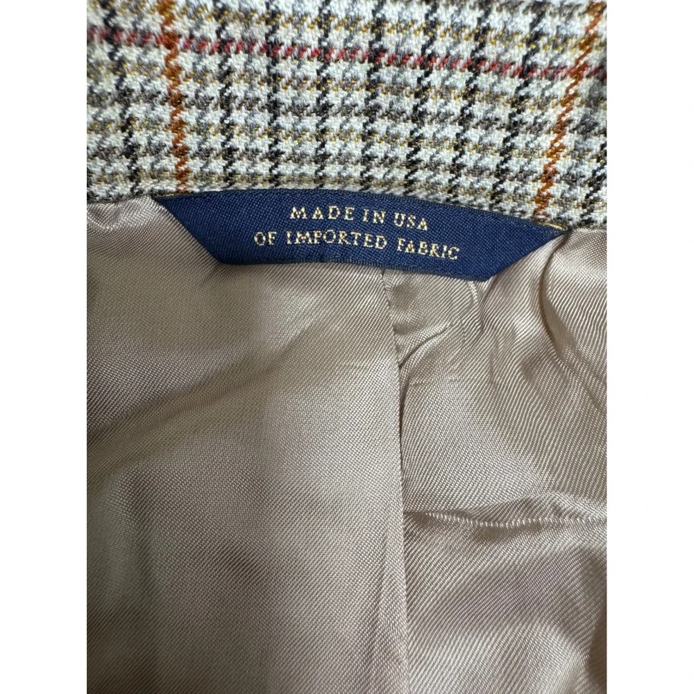 Brooks Brothers 40R Sport Coat Mens Tan Check 100% Wool Blazer Made in USA